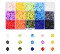 LEGENTLISUR 15 colores, 5700 cuentas espaciadoras de arcilla polimérica hechas a mano 4 mm/6 mm/8 mm Heishi perla para la creación de joyas artesanales collares, pulseras, pendientes