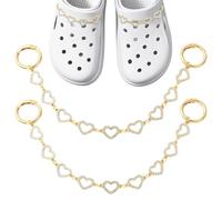 LEGENTLISUR 2 cadenas de corazón para botas de amor, colgante para zapatillas, decoración DIY para ropa, sombreros, zapatos, bolsos, pantalones, llaveros, 261mm, Acero aleado, Sin piedra preciosa