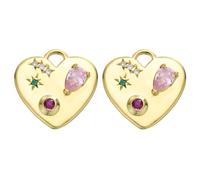 LEGENTLISUR 2 Piezas Corazón Colgante para Pulseras Mini Colgante de Latón Colgante para Pendientes Collares Pulseras Joyería Accesorios DIY, 18x18x3mm, Hole: 3x2.5mm, Latón, No es una piedra preciosa