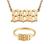 LEGENTLISUR 2 Piezas Número De Cadena Joyas Número De Cadena Joyas Número ángel Colgante Cadena De Joyas Para Cumpleaños-Regalos 888