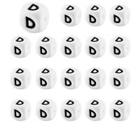 LEGENTLISUR 20 Cuentas de Letras de Silicona 12mm Cuadradas Iniciales Blancas Cuentas del Alfabeto para Pulseras de Letras de Amistad Collares Joyas Llaveros Manualidades Proyectos DIY (Letra D)