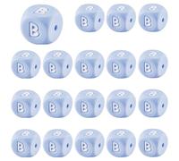 LEGENTLISUR 20 cuentas de letras de silicona de 12 mm, cuadradas, cuentas sueltas del alfabeto azul, para pulseras de amistad, palabras, llaveros, joyas, manualidades, proyectos de bricolaje (letra B)