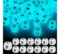 LEGENTLISUR 20 Cuentas de Letras de Silicona Luminosas de 12mm Dados Cuadrados que Brillan en la Oscuridad Cuentas Sueltas del Alfabeto para Pulseras de Amistad Palabras Llaveros Joyería Manualidades