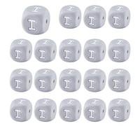 LEGENTLISUR 20 cuentas de silicona con letras de 12 mm con inicial de vocal cúbica gris del alfabeto para pulseras de amistad, collares, joyas, llaveros, manualidades, proyectos de bricolaje (letra I)