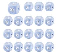 LEGENTLISUR 20 cuentas de silicona con letras de 12 mm, cuentas cuadradas del alfabeto azul para pulseras de amistad, collares, joyas, llaveros, proyectos de bricolaje (letra U)