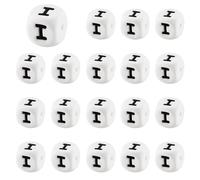 LEGENTLISUR 20 cuentas de silicona con letras de 12 mm, cuentas de alfabeto blanco con inicial de vocal cúbica para pulseras de amistad, collares, joyas, llaveros, manualidades, proyectos de bricolaje