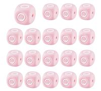 LEGENTLISUR 20 cuentas de silicona con letras de 12 mm, cuentas de alfabeto rosa para pulseras de amistad, collares, palabras, joyas, llaveros, manualidades, proyectos de bricolaje (letra O)