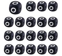 LEGENTLISUR 20 cuentas de silicona con letras de 12 mm, forma de vocal cúbica, cuentas negras del alfabeto para pulseras de amistad, collares, palabras, joyas, llaveros, manualidades, proyectos de