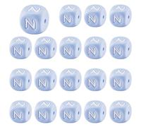 LEGENTLISUR 20 cuentas de silicona de 12 mm cuadradas del alfabeto, cuentas de silicona para pulseras de amistad, collares, llaveros, manualidades, proyectos de bricolaje (letra N)