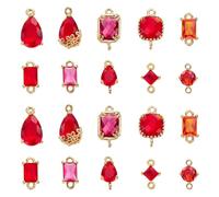 LEGENTLISUR 20 dijes de piedra natal de cristal para hacer joyas, dijes de conector para hacer aretes, colgantes de cristal para bricolaje, collares, aretes, pulseras, accesorios, 11-16mm, Vidrio, No