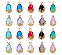 LEGENTLISUR 20 dijes de piedra natal de cristal para hacer joyas, dijes de conector para hacer aretes, colgantes de cristal para bricolaje, collares, aretes, pulseras, accesorios, 16mm, Vidrio, No es