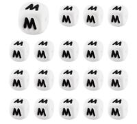 LEGENTLISUR 20 Piezas Cuentas de Letras de Silicona 12mm Dados Cuadrados Alfabeto Blanco Cuentas Sueltas para Pulseras de Amistad Llaveros de Palabras Joyería Manualidades Proyectos DIY (Letra M)