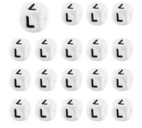 LEGENTLISUR 20 piezas cuentas de silicona con letras del alfabeto 12mm en forma de cubo, vocales, cuentas sueltas blancas para pulseras de la amistad, collares, llaveros, joyería, manualidades
