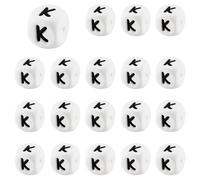 LEGENTLISUR 20 piezas de cuentas de letras de silicona de 12 mm de lado, cuentas de alfabeto de cubo cuadrado de silicona para pulseras de la amistad, collares, llaveros, joyería, proyectos de