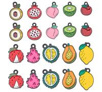 LEGENTLISUR 20 Piezas Esmalte Frutas Charms Colgantes Para Pulseras Lindo Melocotón Limón Manzana Comida Compañeros para DIY Collares Pendientes Llaveros