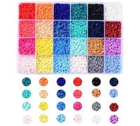 LEGENTLISUR 24 colores 9120 cuentas espaciadoras de arcilla polimérica hechas a mano 4 mm/6 mm/8 mm Heishi perla para la creación de joyas artesanales collares, pulseras, pendientes