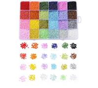 LEGENTLISUR 24 Colores Vidrio Cuentas Mini Redondo Kit De Cuentas Vidrio, Joyas Bricolaje, 12/0