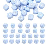 LEGENTLISUR 26 cuentas de silicona con letras de 12 mm, cubos cuadrados del alfabeto, cuentas sueltas para pulseras de la amistad, palabras, llaveros, joyas, manualidades, proyectos de bricolaje (azul