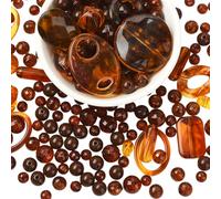 LEGENTLISUR 300 ~ 320 cuentas acrílicas surtidas para hacer joyas, bonitas cuentas de formas mixtas para pulseras, collares, llaveros, aretes, suministros de manualidades (ámbar)