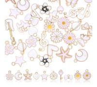 LEGENTLISUR 40 dijes esmaltados surtidos para hacer joyas, bonitos colgantes a granel para pulseras, collares, aretes, llaveros, suministros de bricolaje, 12~30x8~17x1~3mm, Aleación esmaltada, No es