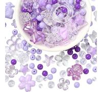 LEGENTLISUR 420 ~ 450 cuentas acrílicas surtidas para hacer joyas, bonitas cuentas de formas mixtas para pulseras, collares, llaveros, aretes, suministros de manualidades (morado)