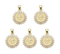 LEGENTLISUR 5-10 dijes de la Virgen María para hacer joyas, dijes de oro para aretes, colgantes cristianos para collares, cordones, aretes, joyas, llaveros, manualidades, bricolaje, 19x16.5x2.5mm