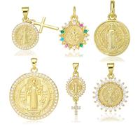 LEGENTLISUR 5-8 dijes cristianos para hacer joyas, dijes religiosos de latón, colgantes de latón de la Virgen María para collares, pulseras, aretes, accesorios de bricolaje