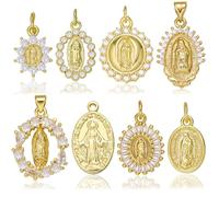 LEGENTLISUR 5-8 dijes cristianos para hacer joyas, dijes religiosos de latón, colgantes de latón de la Virgen María para collares, pulseras, aretes, accesorios de bricolaje