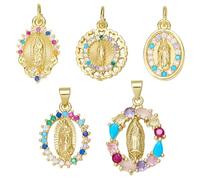 LEGENTLISUR 5-8 dijes cristianos para hacer joyas, dijes religiosos de latón, colgantes de latón de la Virgen María para collares, pulseras, aretes, accesorios de bricolaje