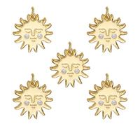LEGENTLISUR 5 dijes chapados en oro para hacer joyas, dijes de sol de circonita cúbica con anillo de salto para pulseras, collares, aretes, llaveros, suministros de bricolaje, 16.5x1.5mm, Latón, No es