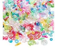 LEGENTLISUR 60 - 100 cuentas de mariposa acrílicas transparentes para hacer joyas, perlas de flores dulces, para pulseras, collares, pendientes y manualidades