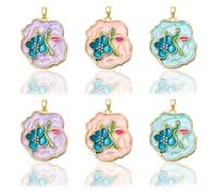 LEGENTLISUR Colgante de flores para pulseras Elegante esmalte vintage colgante para collares pendientes llaveros y cordones, 26x22.5x6.5mm, Latón, No es una piedra preciosa