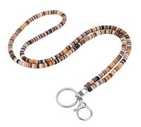 LEGENTLISUR - Cordón de cuello con cuentas, cordón para mujer, cordones para insignias de identificación y llaves, cordón con tarjetero de identidad, regalos para colegas (marrón coco)