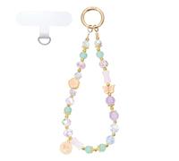 LEGENTLISUR Correa de muñeca de perlas para teléfonos móviles con lengüeta de sujeción para bolso, cámara, mochila, llavero, accesorios, 162mm, Vidrio, No es una piedra preciosa