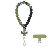 LEGENTLISUR Correa de silicona con cuentas cruzadas para teléfono celular, cordón para muñeca con pestaña de sujeción, elástica, manos libres, correa para teléfono (verde oliva)