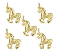 LEGENTLISUR Dijes de caballo para hacer joyas, dijes de oro a granel para pulseras, colgantes de animales de latón para joyas, collares, pulseras, aretes, cordones, manualidades, 14.5x13x3.5mm, Latón
