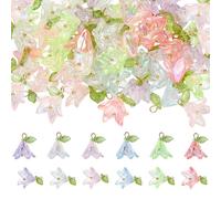 LEGENTLISUR Dijes de flores para hacer joyas, dijes acrílicos para pulseras, colgantes florales de campanas de mayo de acrílico, para manualidades, collares, aretes, decoración de joyas, 18mm