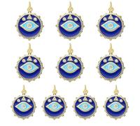 LEGENTLISUR Dijes de mal de ojo para hacer joyas, chapado en oro de 18 quilates, colgantes de cristal de latón para pulseras, pendientes, collares, bisutería, 18.5x16x2mm, Latón, No es una piedra