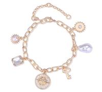 LEGENTLISUR Pulsera De Perlas Doradas Ajustable Barroco Pulsera De Cadena Con Perla Para El Día De La Madre Bodas Para El Día De San Valentín