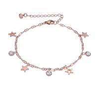 LEGENTLISUR Tobillera Estrella, Tobillera Ajustable para Mujer, Tobillera Ajustable de Verano, Tobillera con Colgante para Mujer, Regalos Joyería Mujeres(Oro Rosa)