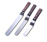 LEGERM 3 Espátula de Cocina para Pastelería, 6, 8, 10 Pulgadas Espátula Cocina, Espátulas de Glaseado de Acero Inoxidable para Tartas, Mango de Madera