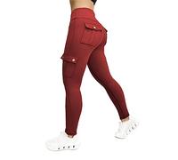 Legging 3D de compresión antielilitis para mujer, talla alta, sin costuras, con bolsillos perfectos para el yoga y el fitness, adelgazamiento y leggings para levantar las caderas mujer, 01#red, XXXL
