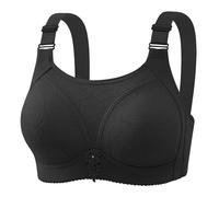 Legging de piel sexy Bras for Older Women Comfy Convenient Front Closure Bras No Underwire Supportive Bras Full Coverage Bra Camiseta sin costuras de algodón, Le Noir, C