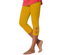 Leggings 3/4 para mujer, con estampado de doble corazón, cintura elástica, pantalones deportivos moldeadores de figura, poliéster y elastano, varios colores para yoga, cómodos, elásticos