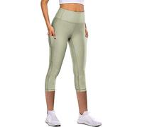 Leggings 3/4 para mujer, yoga, de cintura alta, para mujer, cintura elástica, adelgazante, suave, transpirable, pantimedias para gimnasio, fitness, secado rápido, push-up opaca, 02#green, L