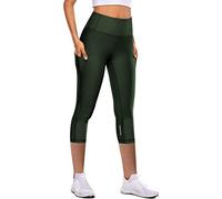 Leggings 3/4 para mujer, yoga, de cintura alta, para mujer, cintura elástica, adelgazante, suave, transpirable, pantimedias para gimnasio, fitness, secado rápido, push-up opaca, 02#Army Green, L