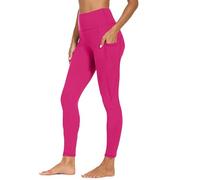 Leggings 3/4 para mujer, yoga, de cintura alta, para mujer, cintura elástica, adelgazante, suave, transpirable, pantimedias para gimnasio, fitness, secado rápido, push-up opaca, 03#hot Pink, XXXL