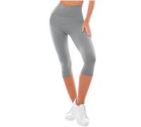 Leggings 3/4 para mujer, yoga, de cintura alta, para mujer, cintura elástica, adelgazante, suave, transpirable, pantimedias para gimnasio, fitness, secado rápido, push-up opaca, 01#gris, XL