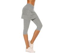 Leggings 3D con falda leggings de compresión antielilitis para mujer, cintura alta, sin costuras, ideales para yoga y fitness, transpirables, adelgazantes, leggings para mujer push-up opaca, 01#gris