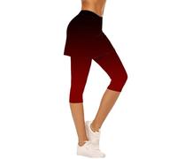 Leggings 3D con falda leggings de compresión antielilitis para mujer, cintura alta, sin costuras, ideales para yoga y fitness, transpirables, adelgazantes, leggings para mujer push-up opaca, 05#red